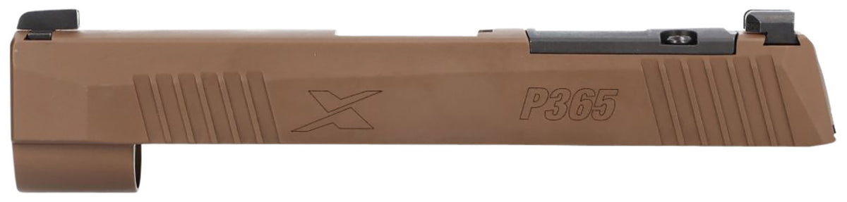 Sig Sauer P365XL Factory Slide Assembly 9mm Luger Coyote Tan Nitron Stainless Steel Serrated Optic Cut XRAY3 Day/Night Sights