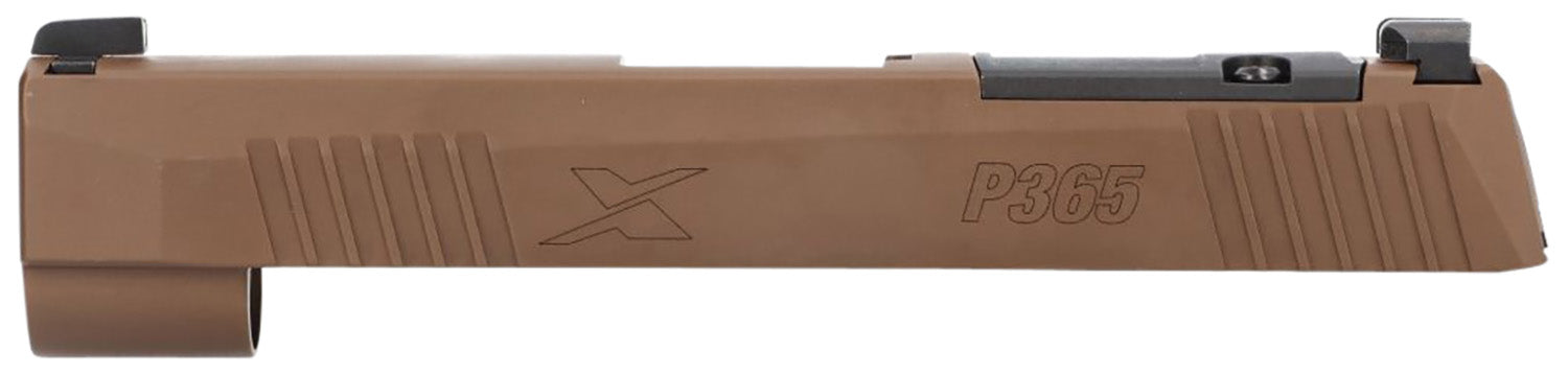 Sig Sauer P365XL Factory Slide Assembly 9mm Luger Coyote Tan Nitron Stainless Steel Serrated Optic Cut XRAY3 Day/Night Sights