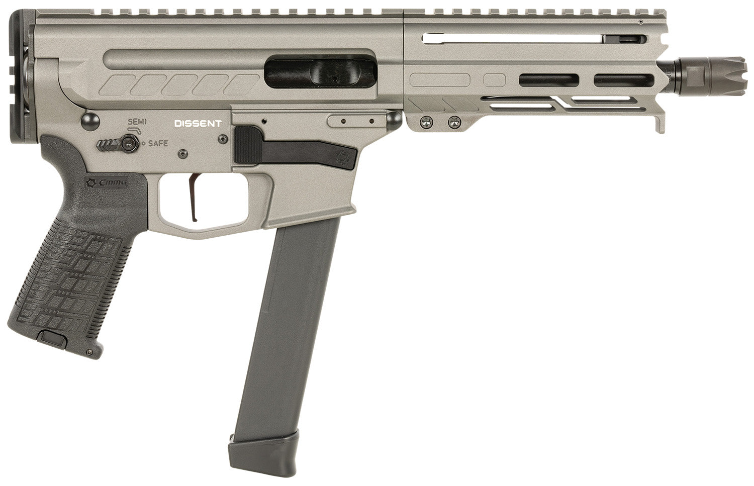 CMMG Dissent MKGS 9mm Luger Pistol 33+1, 6.5" Tungsten Gray Receiver, M-LOK Handguard, TriggerTech Trigger