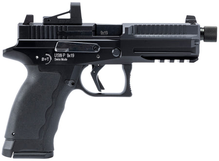 B&T USW-P 9mm Luger Pistol, 17+1/19+1 Capacity, 4.30" Threaded Barrel, Picatinny Rail Frame & Optic-Cut Slide