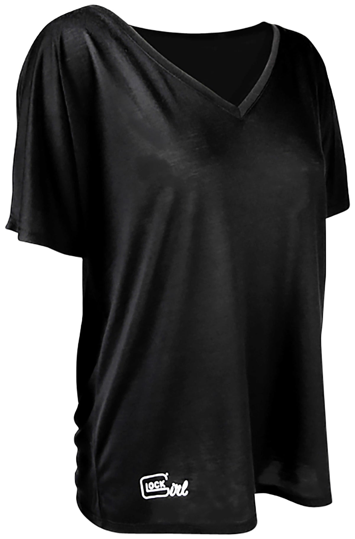 Glock AP960351 Girl Relaxed Black Pre-Shrunk Cotton V-Neck Shirt Medium