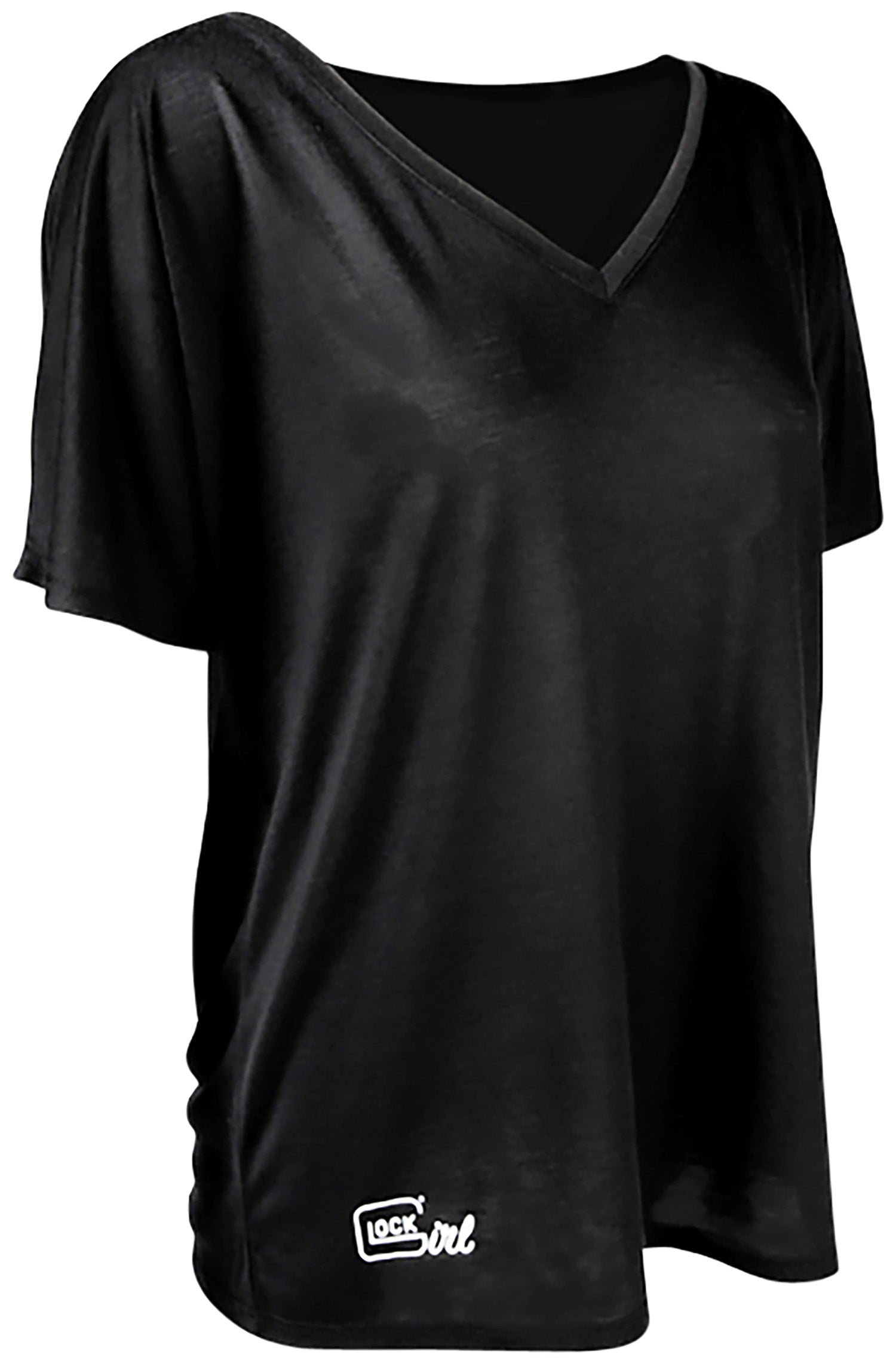 Glock AP960351 Girl Relaxed Black Pre-Shrunk Cotton V-Neck Shirt Medium