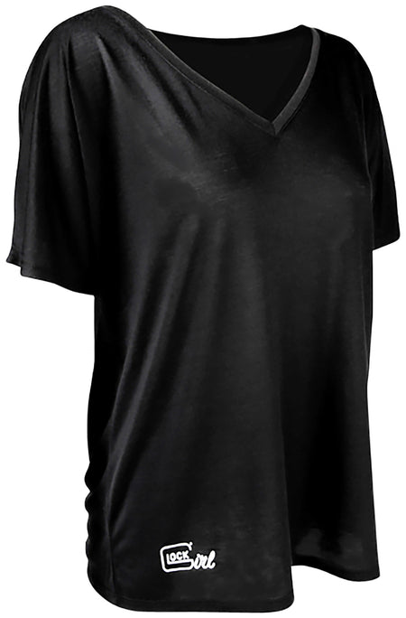 Glock AP960352 Girl Relaxed Black Pre-Shrunk Cotton V-Neck Shirt Large