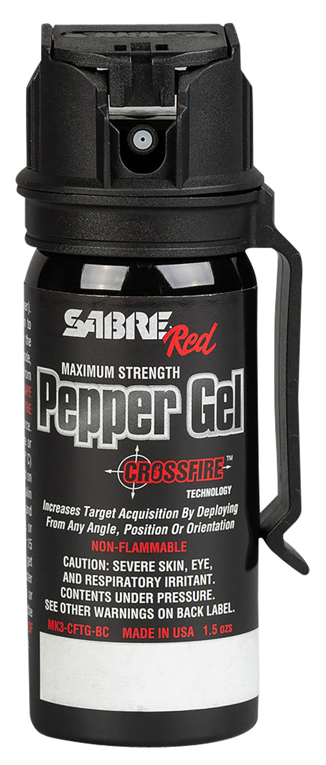 Sabre MK3CFTGBC Crossfire OC Pepper Gel Black 18ft Range 18 Bursts with Belt Clip