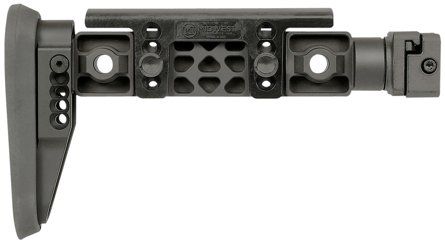 Midwest Industries MIALPHAFBSF Alpha Side Folding Fixed Beam Stock Black Polymer Adjustable Cheekrest Picatinny Rail