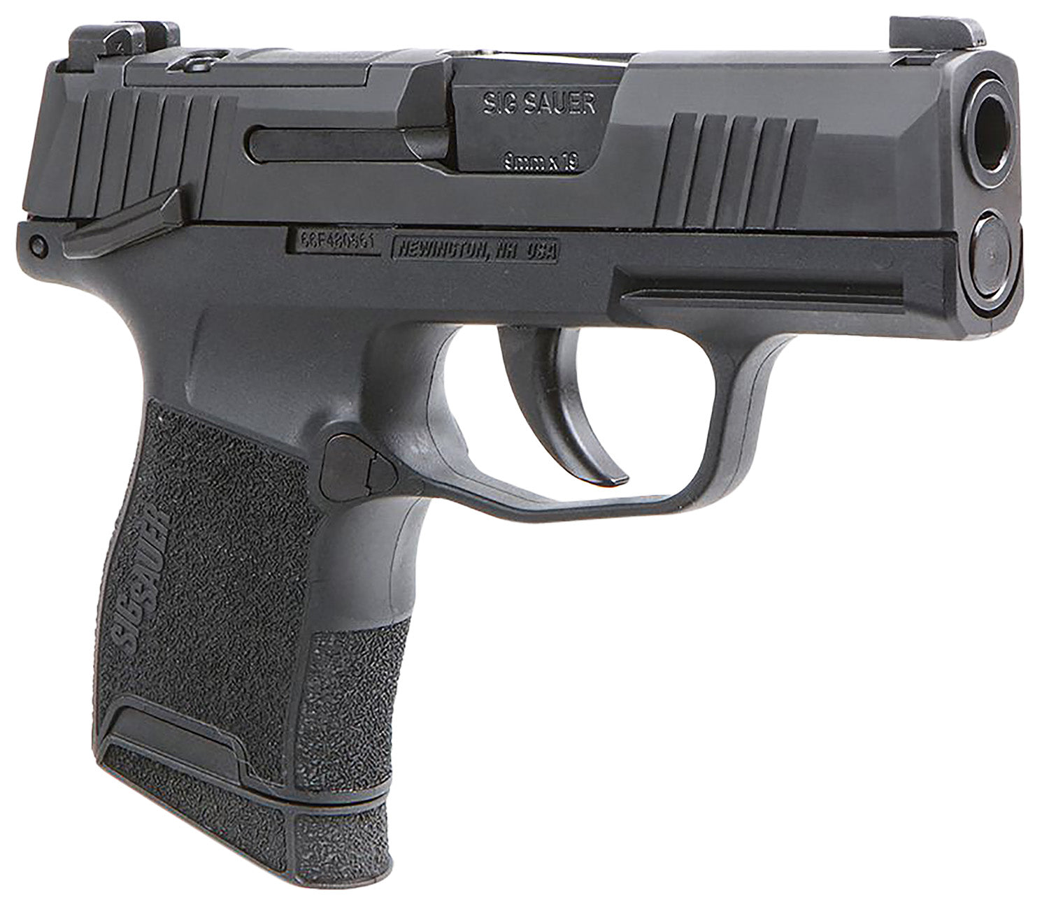 Sig Sauer, P365, Striker Fired, Semi-automatic, Polymer Frame Pistol, Sub-Compact, 9MM, 3.1" Barrel, Nitron Finish, Black, XRAY3 Night Sights, Manual Thumb Safety, 10 Rounds, 2 Magazines WARNING