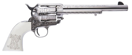 Cimarron PP415LNTRII Teddy Roosevelt Frontier .45 Colt (LC) 6-Shot 7.50in Nickel-Plated Engraved Revolver