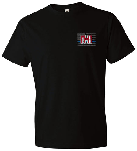 Hornady Gear POW Blue Line Short Sleeve Tee Black Small