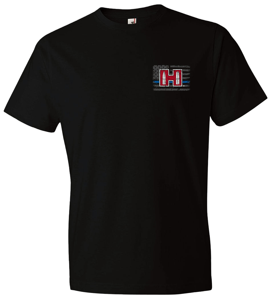 Hornady 30764 POW Blue Line Short Sleeve Semi-Fitted Tee XL Black