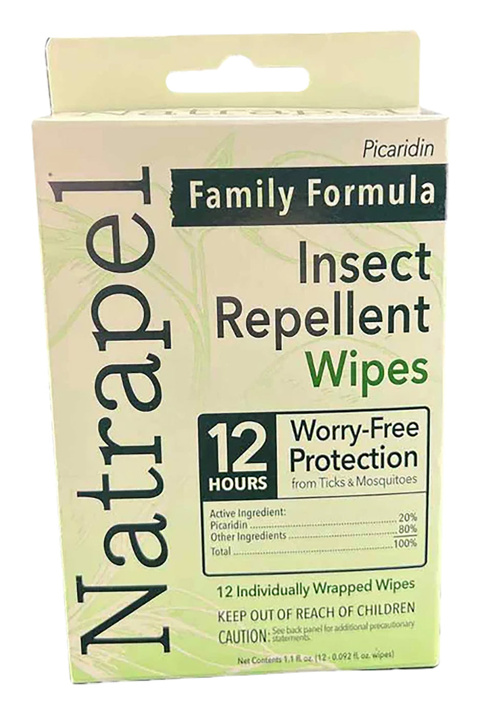 Natrapel Picaridin Bug Repellent Wipes Ticks & Biting Insects 12 Hour Protection 12-Pack