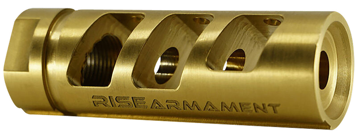 RISE Armament RA-701 22 Cal Gold Nitride Titanium Compensator 1/2-28 Thread Pitch for AR-15