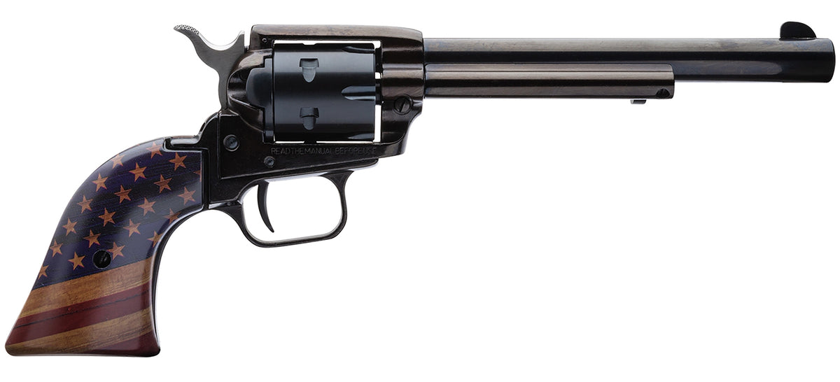 Heritage Rough Rider RR22B6GOLDUSA .22 LR 6-Shot Revolver, 6.5" Black Oxide Barrel, Gold USA Flag Grip