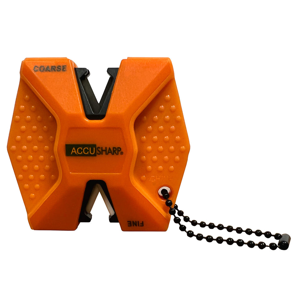 AccuSharp 2-Step Handheld Knife Sharpener Pre-Angled Ceramic and Tungsten Carbide Blades Blaze Orange