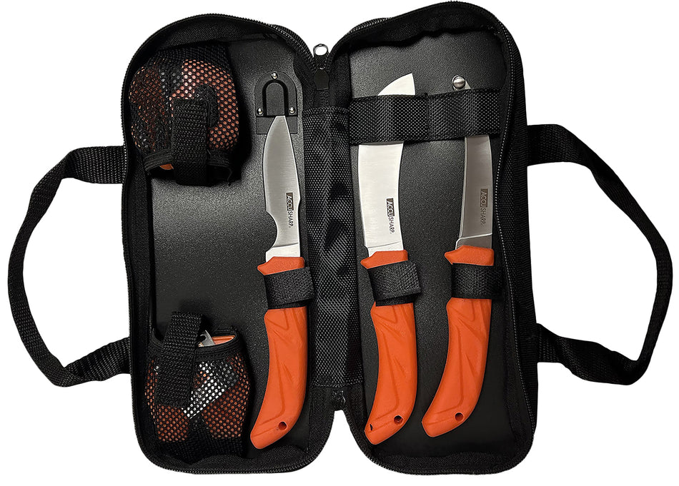 AccuSharp 738C Complete 6-Piece Field Processing Set with Stainless Steel Knives, Headlamp, Sharpener & Carry Case