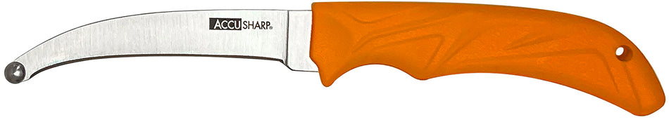 AccuSharp 734C 4" Fixed Blade AccuZip Skinning Knife - Blaze Orange Ergonomic Rubber Handle with Nylon Sheath