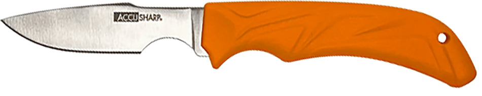 AccuSharp 731C 3.50" Fixed Blade Caping Knife - Blaze Orange Non-Slip Rubber Handle with Belt Loop Nylon Sheath
