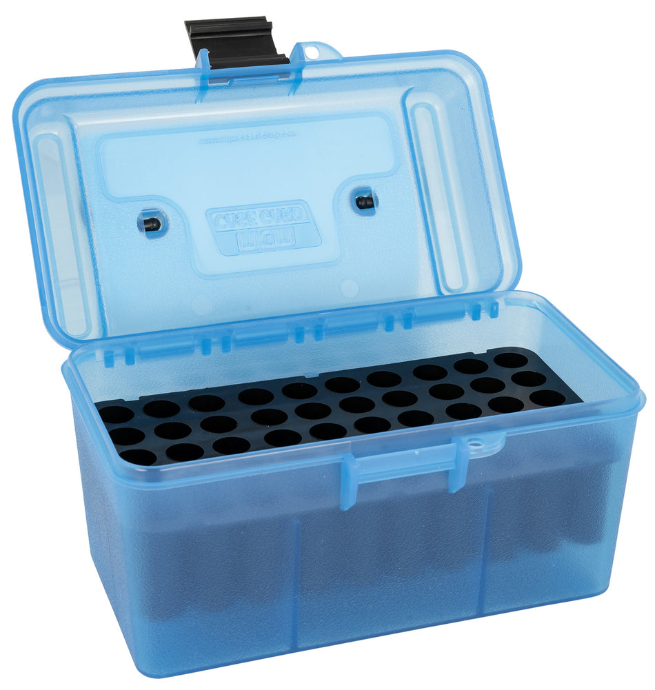 MTM Case-Gard H50RM24 50-Round Deluxe Ammo Box Clear Blue Polypropylene Rifle