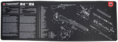 TekMat TEKR44M14 M14 (M1A) Oversized Cleaning and Maintenance Mat Black/White 15"x44"