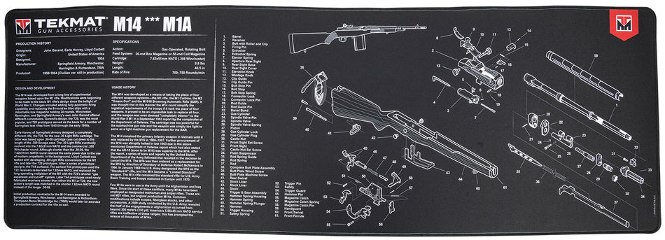 TekMat TEKR44M14 M14 (M1A) Oversized Cleaning and Maintenance Mat Black/White 15"x44"