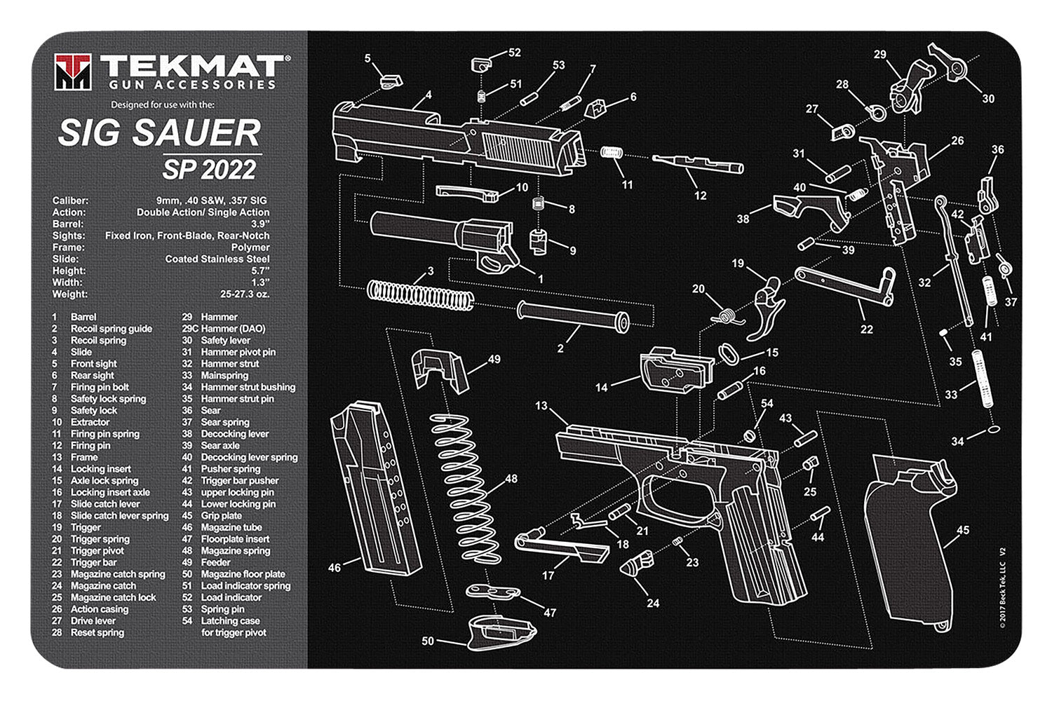 TekMat TEKR17SIGSP2022 Sig SP 2022 Cleaning and Maintenance Mat Black/Gray 11"x17"