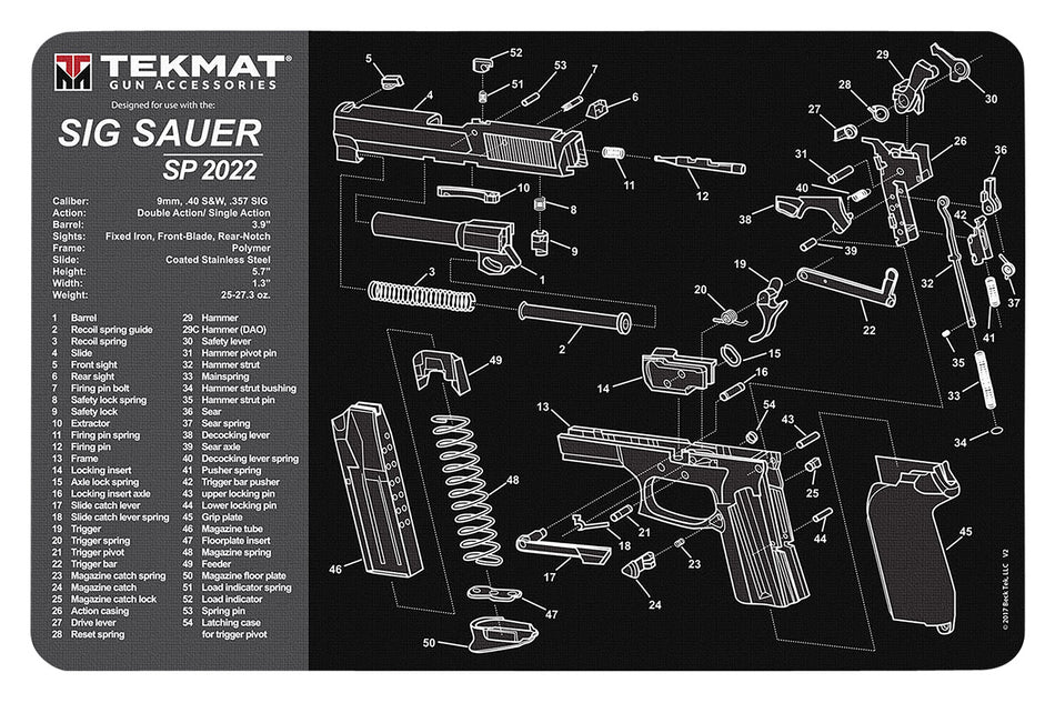 TekMat TEKR17SIGSP2022 Sig SP 2022 Cleaning and Maintenance Mat Black/Gray 11"x17"