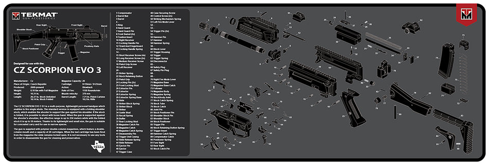 TekMat TEKR36CZSCORPION CZ Scorpion EVO 3 Cleaning and Maintenance Mat Black/Gray 12"x36"