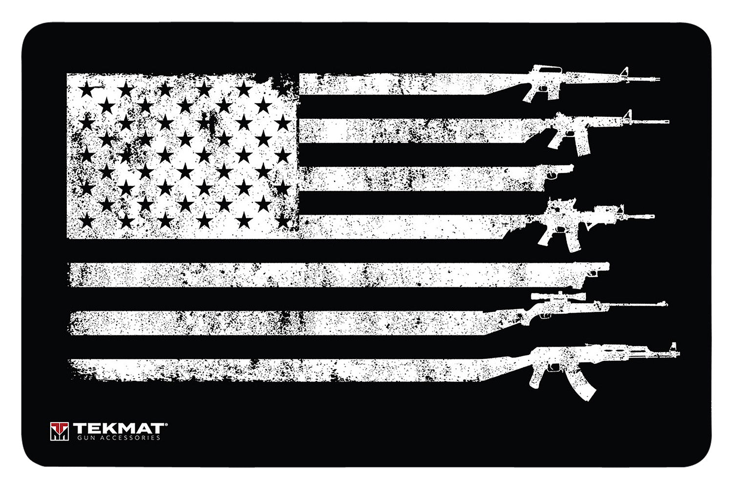 TekMat TEK42GFUSA USA Gun Flag Door Mat 25"x42" Rubber Black/White