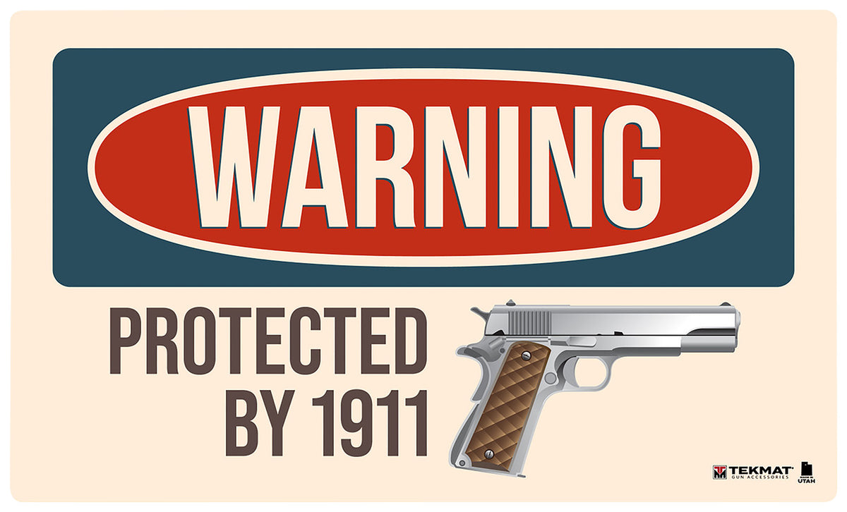 TekMat TEK42WARNING1911 Protected By 1911 Door Mat Rubber 25"x42"