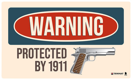 TekMat TEK42WARNING1911 Protected By 1911 Door Mat Rubber 25"x42"