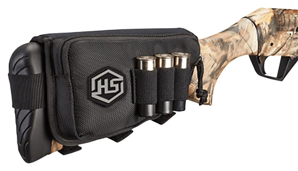 Hunters Specialties 01621 3-Shell Shotgun Stock Holder with Zippered Pouch Black