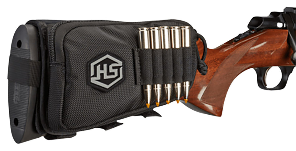 Hunters Specialties 01620 5-Cartridge Rifle Stock Holder with Zippered Pouch Black