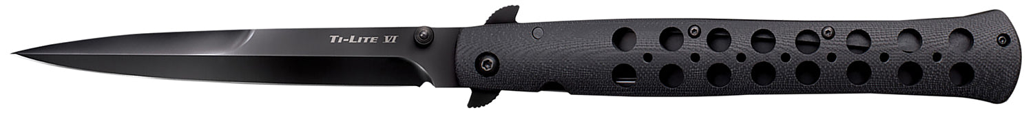 Cold Steel CS26C6AA Ti-Lite Folding 6" Spear Point Plain Black DLC S35VN Stainless Blade 4.75" Black G10 Handle Includes Belt Clip