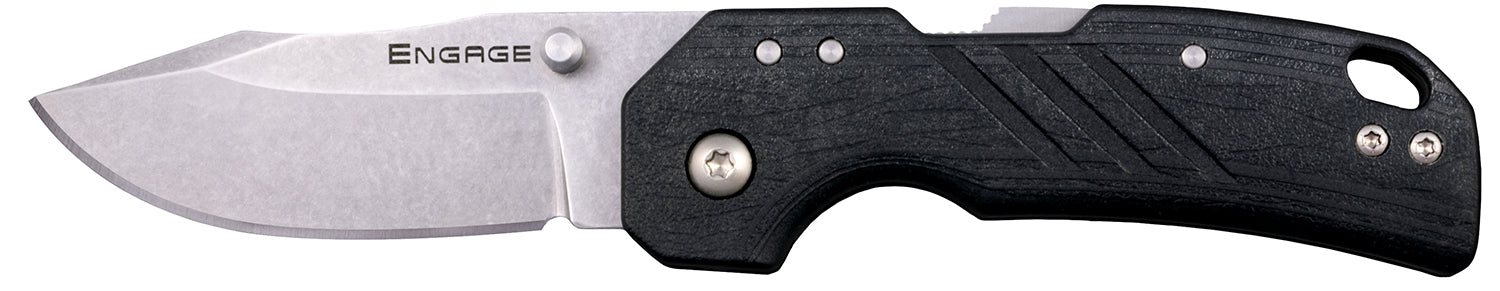 Cold Steel Engage CSFL25DPLC 2.5" Folding Knife Stonewashed Clip Point 4116 SS Blade Black GFN Handle