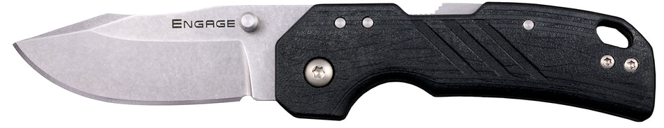 Cold Steel Engage CSFL25DPLC 2.5" Folding Knife Stonewashed Clip Point 4116 SS Blade Black GFN Handle