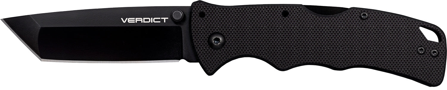Cold Steel Verdict CSFLC3T10A 3" Folding Knife Black Matte AUS-10A Tanto Blade Lightweight G10 Handle