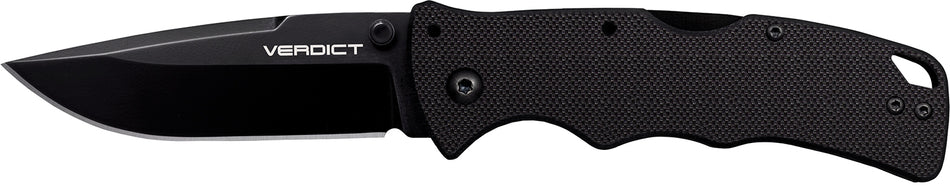 Cold Steel CSFLC3SP10A Verdict 3" Folding Spear Point, Matte Black AUS-10A SS Blade, G10 Handle, Belt Clip Included