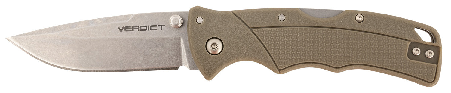 Cold Steel CSFLC3SPSSFDEZ Verdict 3" Folding Spear Point, Stonewashed 4116 SS Blade, Brown GFN Handle and Clip