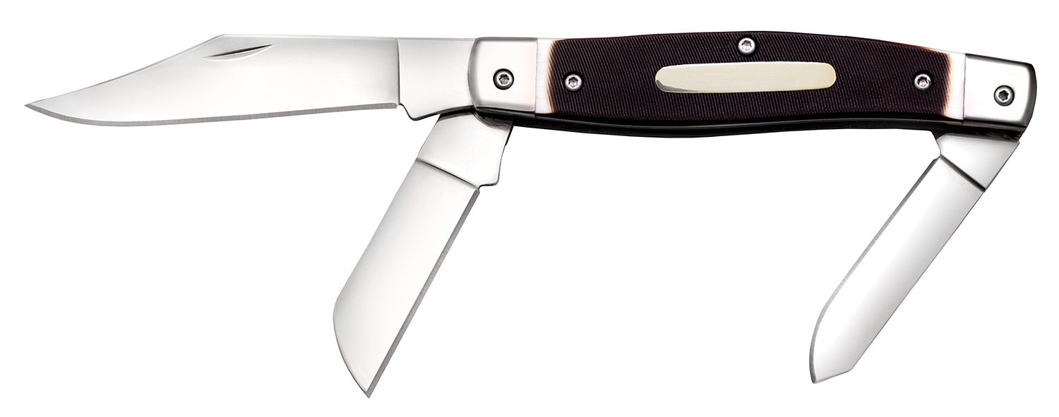 Cold Steel CSFLSTKMN Stockman Folding Knife, Clip/Sheepsfoot/Spey 8Cr13MoV Blades, Rough Black Bone Handle