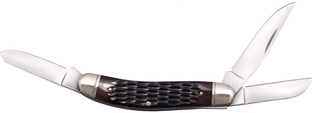 Cold Steel CSFLGSTKMJ Gentleman's Stockman Folder, Clip/Sheepsfoot/Spey 8Cr13MoV Blades, Brown Jigged Bone Handle