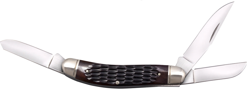 Cold Steel CSFLGSTKMJ Gentleman's Stockman Folder, Clip/Sheepsfoot/Spey 8Cr13MoV Blades, Brown Jigged Bone Handle