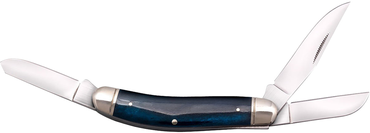 Cold Steel CSFLGSTKMB Gentleman's Stockman Folder, Clip/Sheepsfoot/Spey 8Cr13MoV Blades, Dark Blue Bone Handle