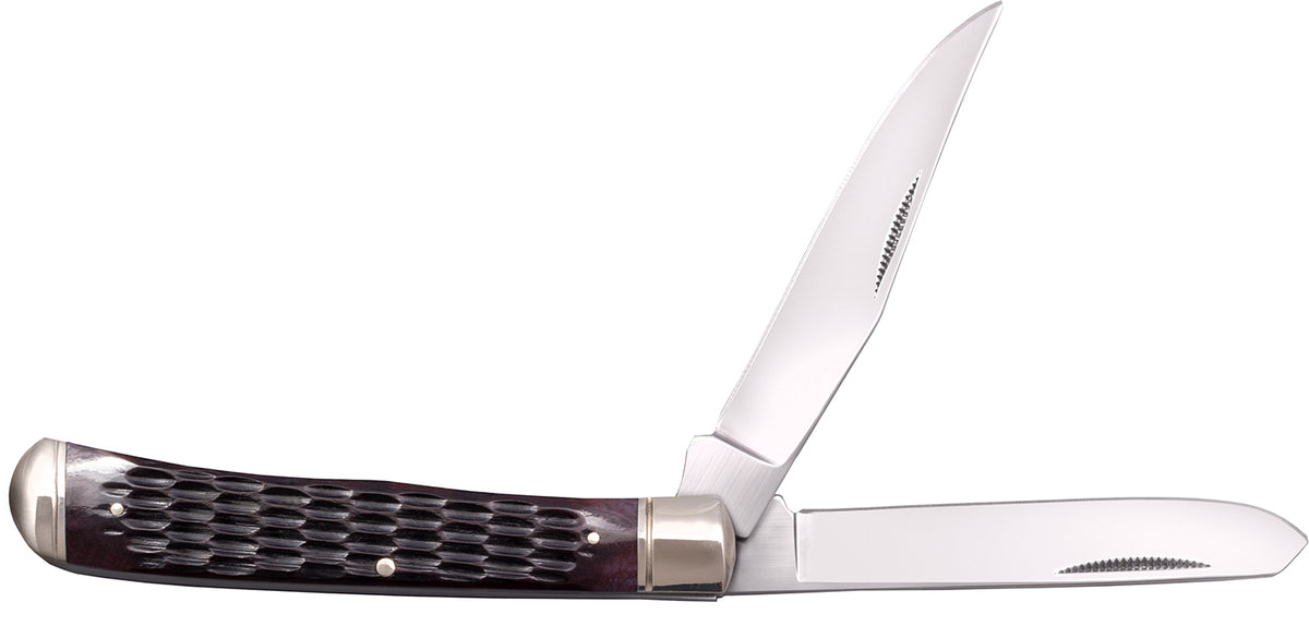 Cold Steel CSFLTRPRJ Trapper 3" Folding Clip and Spey Blade Knife, 8Cr13MoV SS, Brown Jigged Bone Handle