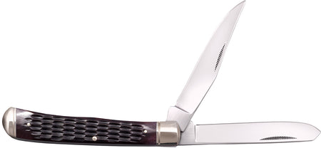 Cold Steel CSFLTRPRJ Trapper 3" Folding Clip and Spey Blade Knife, 8Cr13MoV SS, Brown Jigged Bone Handle
