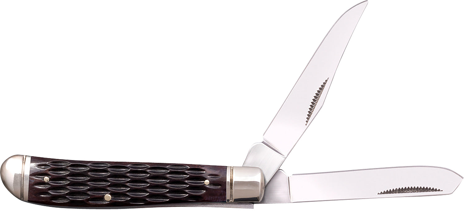 Cold Steel CSFLMTRPRJ Trapper Mini 2.60"/2.70" Folding Clip and Spey Blades, 3Cr13MoV SS, Brown Bone Handle