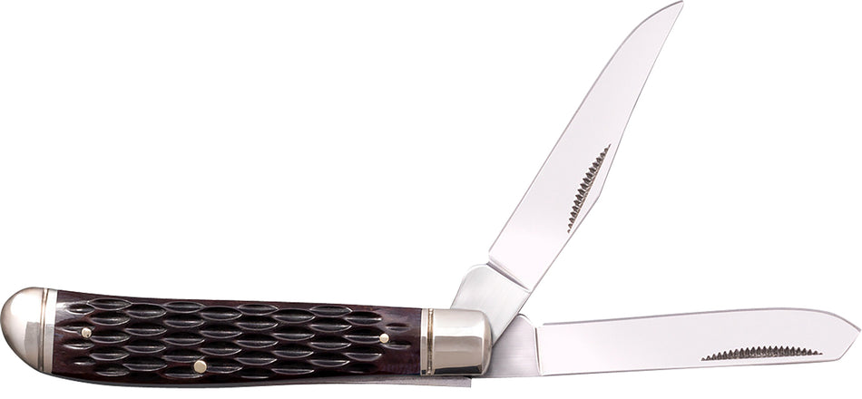 Cold Steel CSFLMTRPRJ Trapper Mini 2.60"/2.70" Folding Clip and Spey Blades, 3Cr13MoV SS, Brown Bone Handle