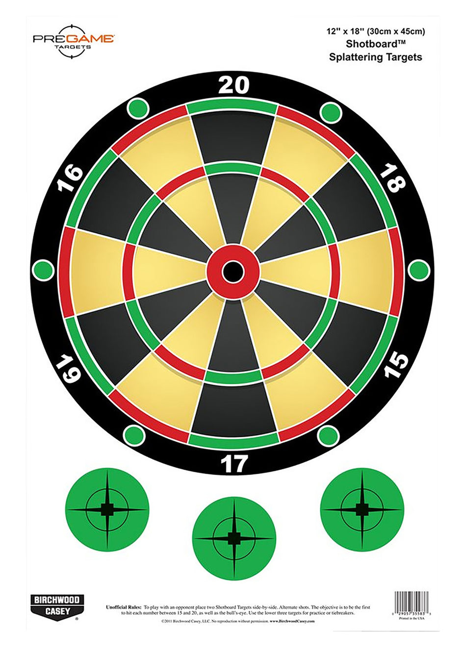 Birchwood Casey Pregame Shotboard Dirty Bird Style Hanging Paper Target 12" x 18" 8 Pack