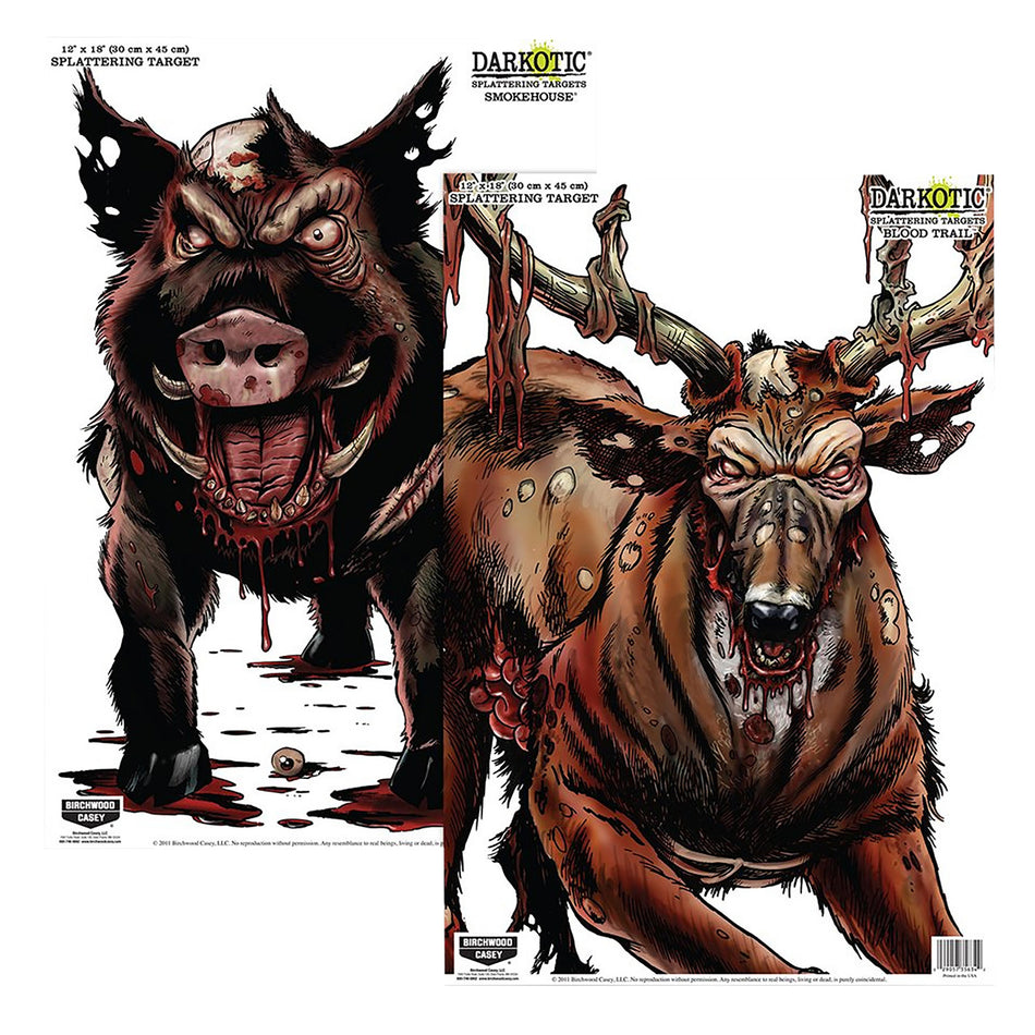 Birchwood Casey Darkotic Smokehouse Blood Trail Zombie Splattering Paper Target 12"x18" 8 Targets