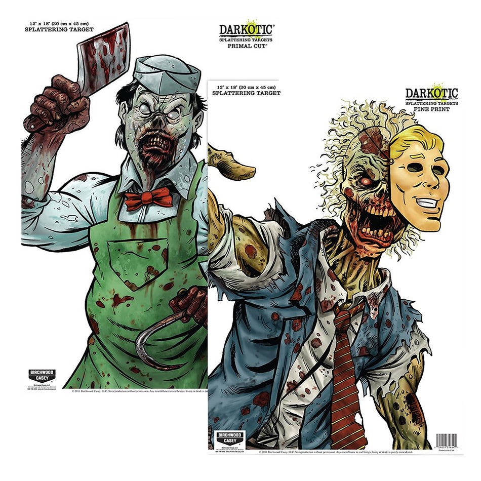 Birchwood Casey Darkotic Primal Cut Zombie Combo Splattering Paper Target 12" x 18" 8 Targets