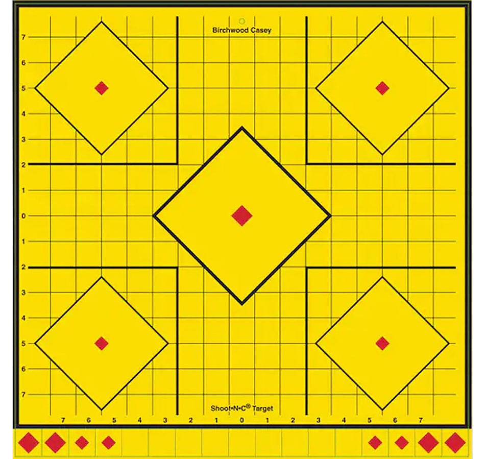 Birchwood Casey Long Range Self-Adhesive 5-Diamond Yellow Paper Target 17.75" 5-Count