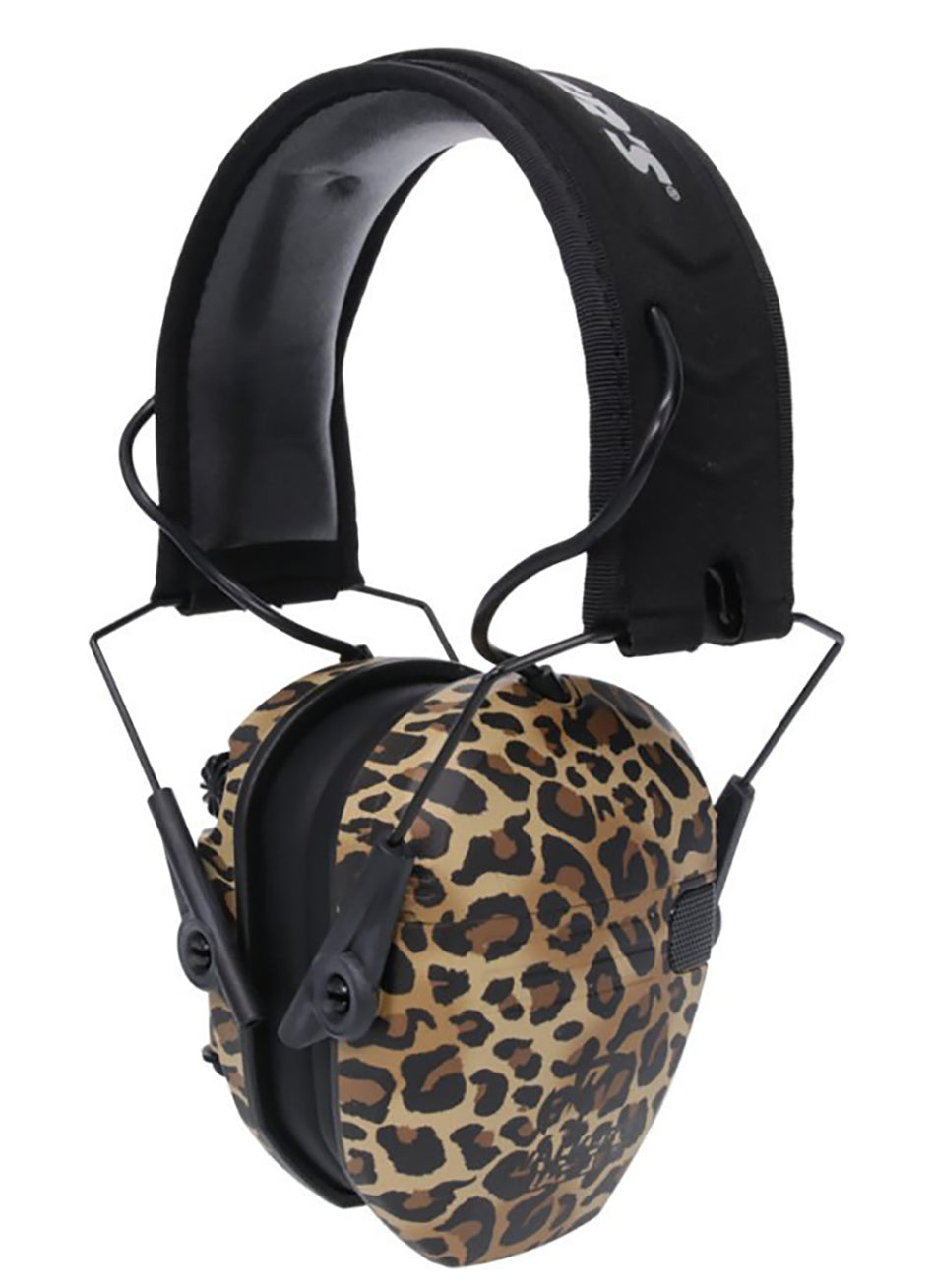 Walker's Razor Slim Electronic Ear Muff 23 dB Leopard Print/Black Polymer Over the Head